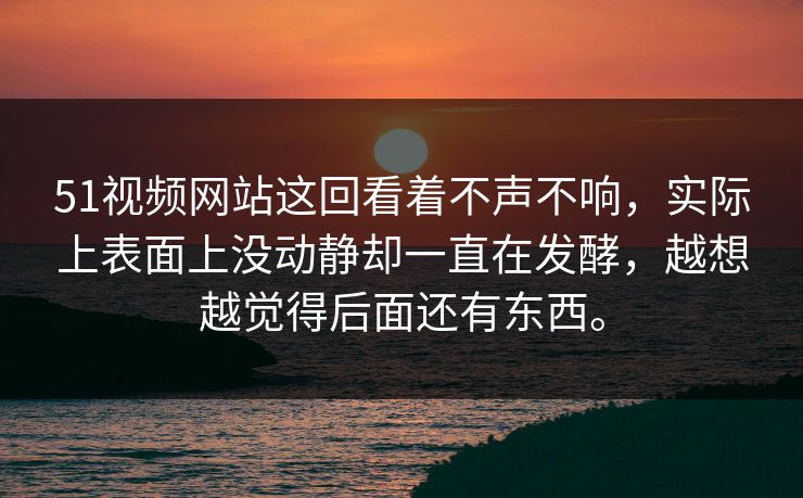 51视频网站这回看着不声不响，实际上表面上没动静却一直在发酵，越想越觉得后面还有东西。