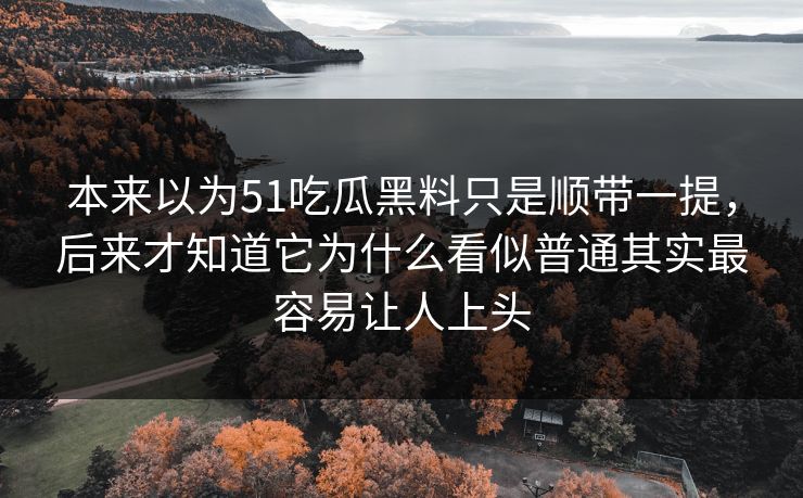 本来以为51吃瓜黑料只是顺带一提，后来才知道它为什么看似普通其实最容易让人上头