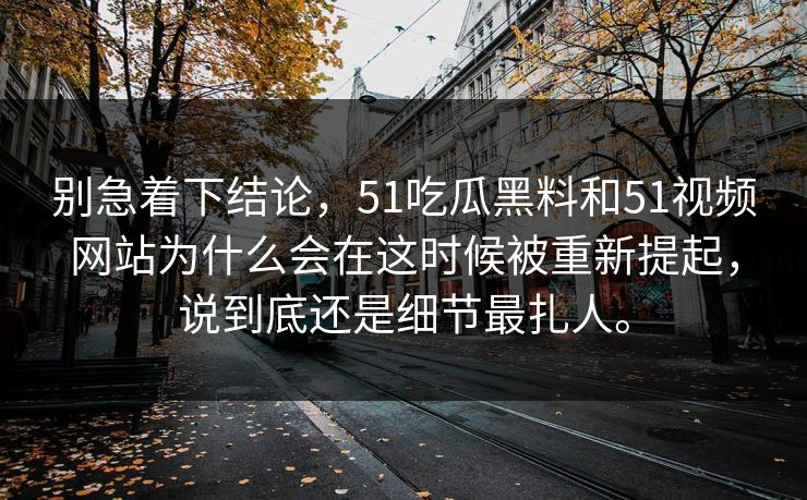 别急着下结论，51吃瓜黑料和51视频网站为什么会在这时候被重新提起，说到底还是细节最扎人。