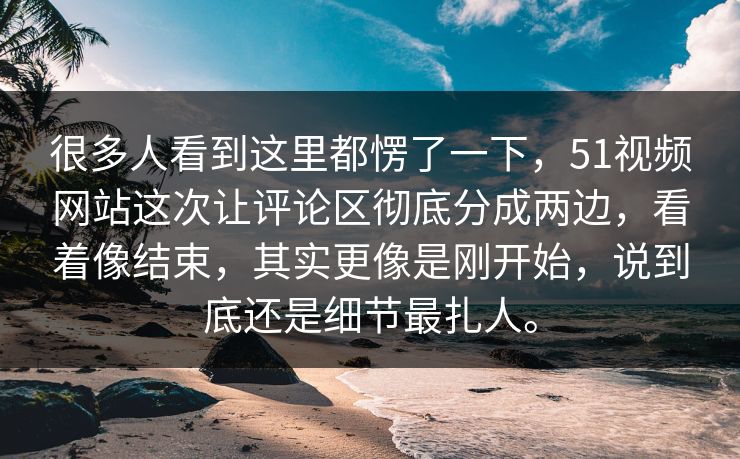 很多人看到这里都愣了一下，51视频网站这次让评论区彻底分成两边，看着像结束，其实更像是刚开始，说到底还是细节最扎人。